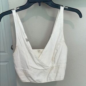 White Sleeveless Wrap Crop Tank Top